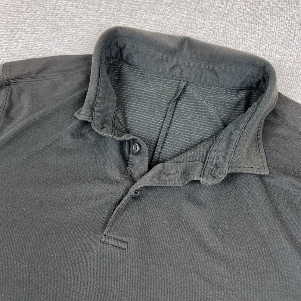 Lululemon Precision Polo Shirt Mens L Black Stretch Performance Golf LM3545S
